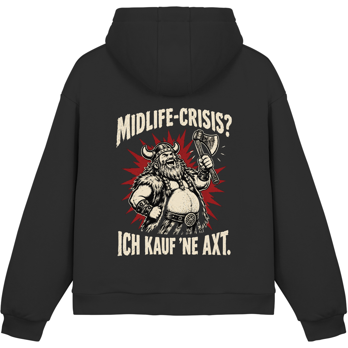 Midlife Crisis Wikinger Hoodie Herren Schwarz
