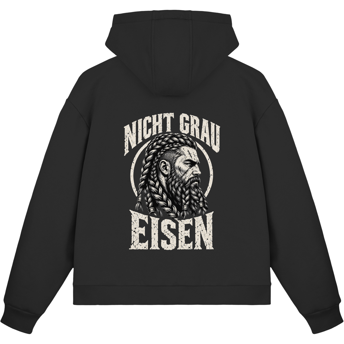 Nicht grau, Eisen Wikinger Zip Hoodie Herren Schwarz