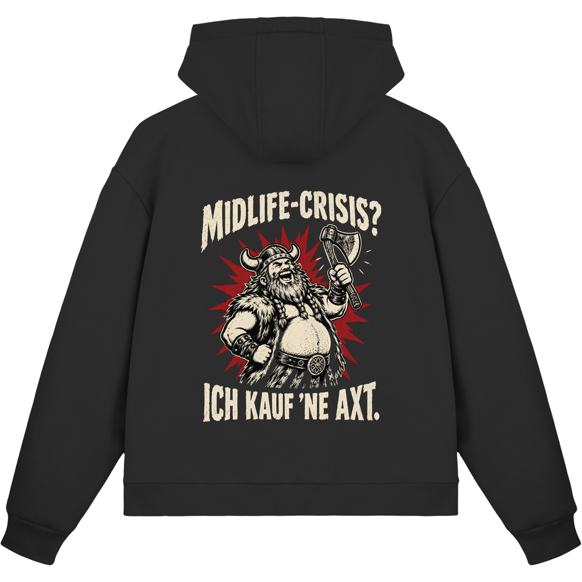 Midlife Crisis Wikinger Zip Hoodie Herren Schwarz