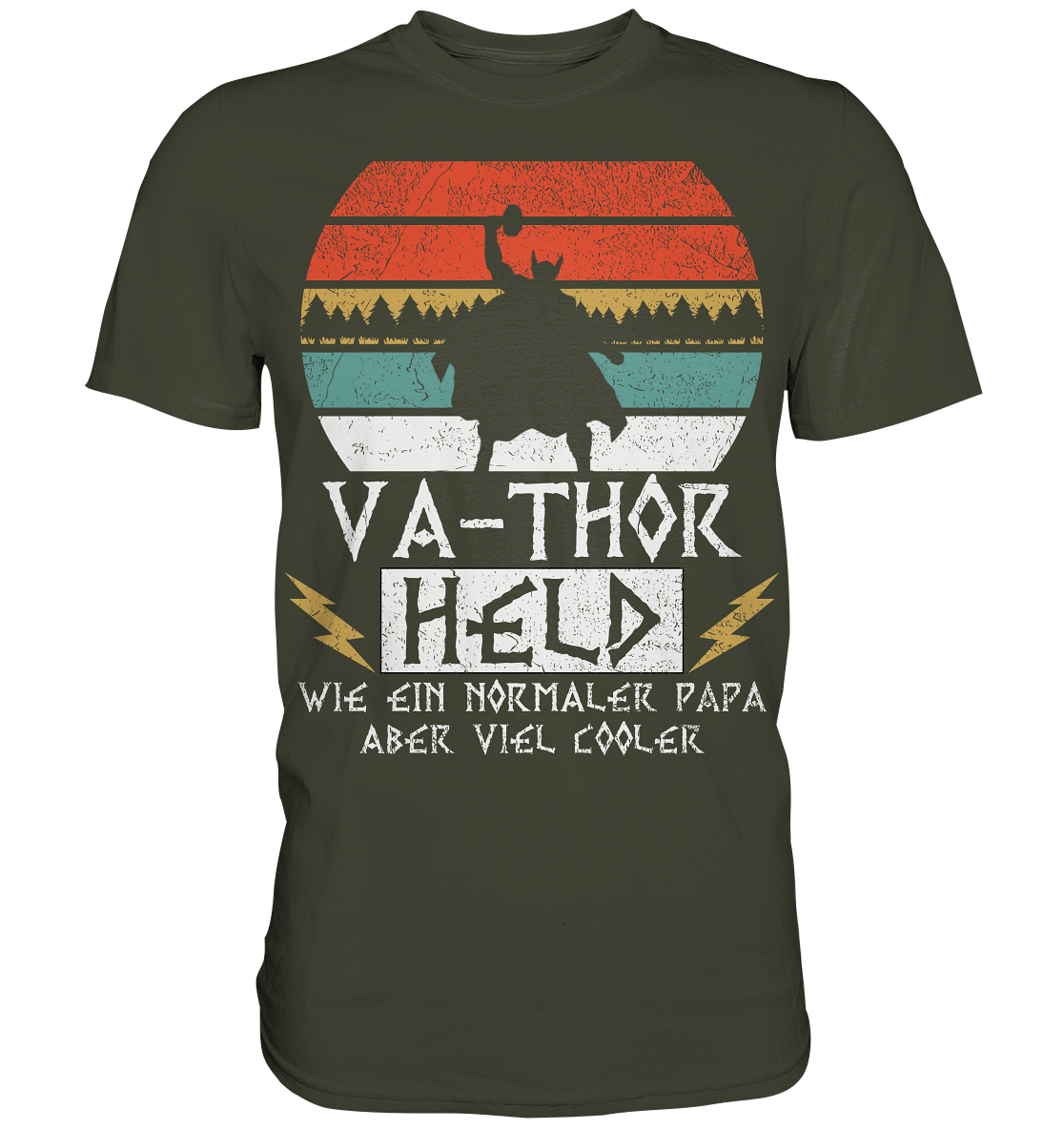 Va-thor Fathor Vater Held Cool Hammer Papa Thor - Premium Herren Shirt