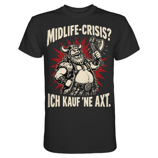 Midlife Crisis Wikinger T-Shirt Herren Schwarz