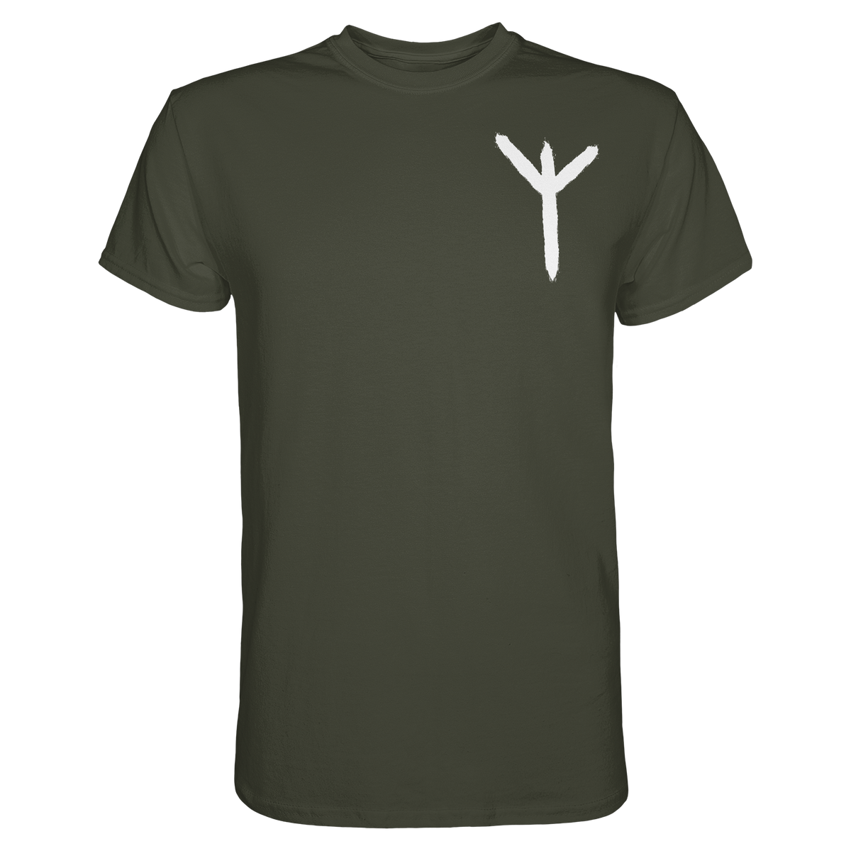 Algiz-Rune-T-Shirt Herren – schwarzes Norse-Schutzsymbol für Wikinger-Fans, Premium-Baumwolle