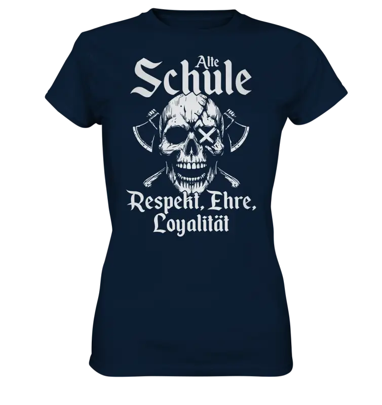 Wikinger T-Shirt Damen – Alte Schule Totenkopf Viking Skull Design