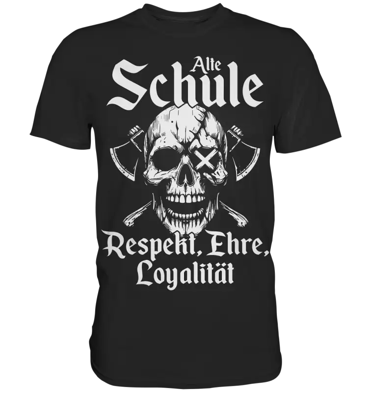 Wikinger T-Shirt Herren – Alte Schule Design mit Totenkopf und Äxten