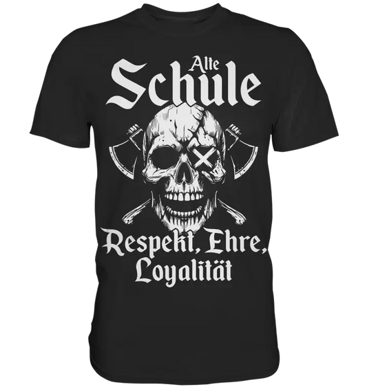 Wikinger T-Shirt Herren – Alte Schule Design mit Totenkopf und Äxten