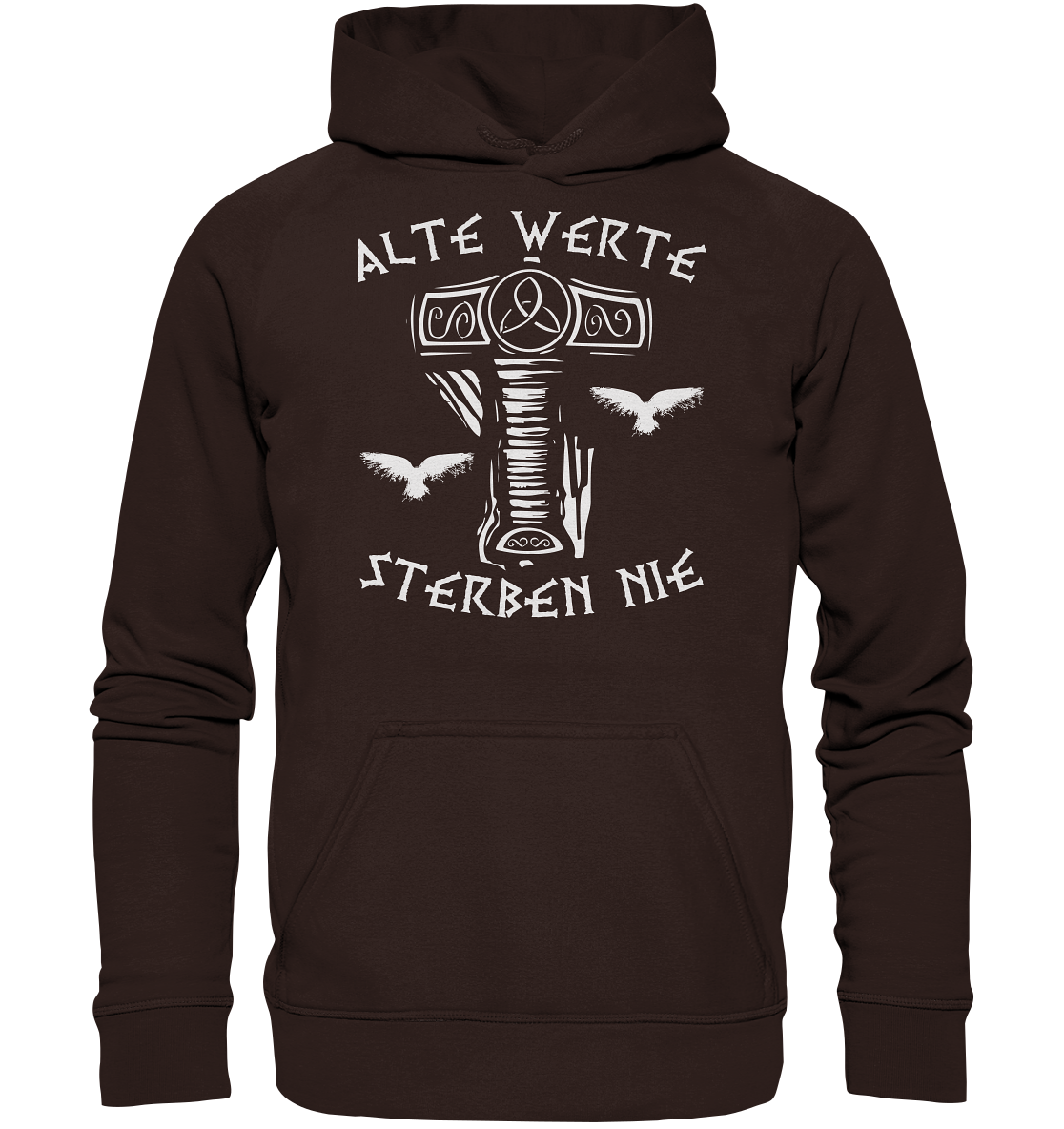 Wikinger Hoodie Herren dunkelgrau – Thor-Hammer & Raben Norse Mythologie Design