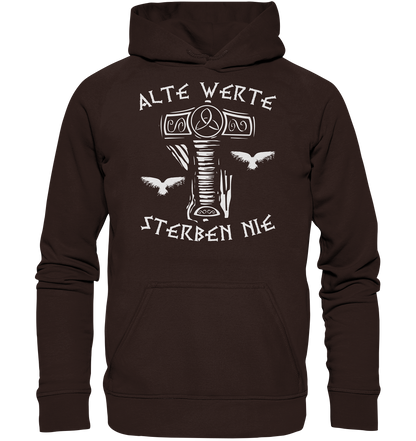 Wikinger Hoodie Herren dunkelgrau – Thor-Hammer & Raben Norse Mythologie Design
