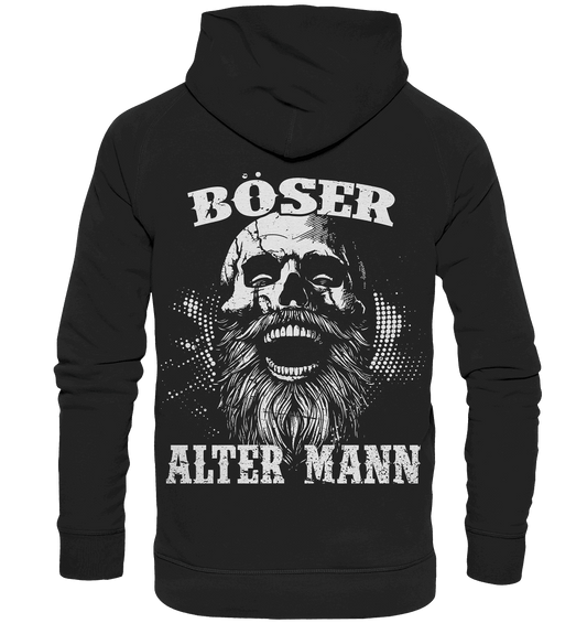 Böser alter Mann Hoodie: lachender Schädel mit Rauschebart auf dem Rücken