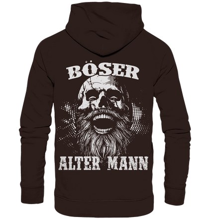 Böser alter Mann Hoodie: lachender Schädel mit Rauschebart auf dem Rücken