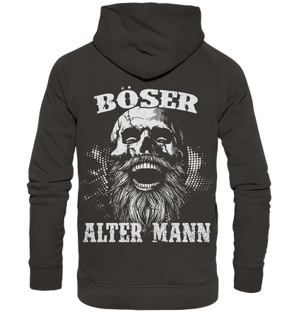 Böser alter Mann Hoodie: lachender Schädel mit Rauschebart auf dem Rücken