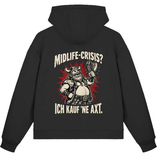 Midlife Crisis Wikinger Zip Hoodie Herren Schwarz