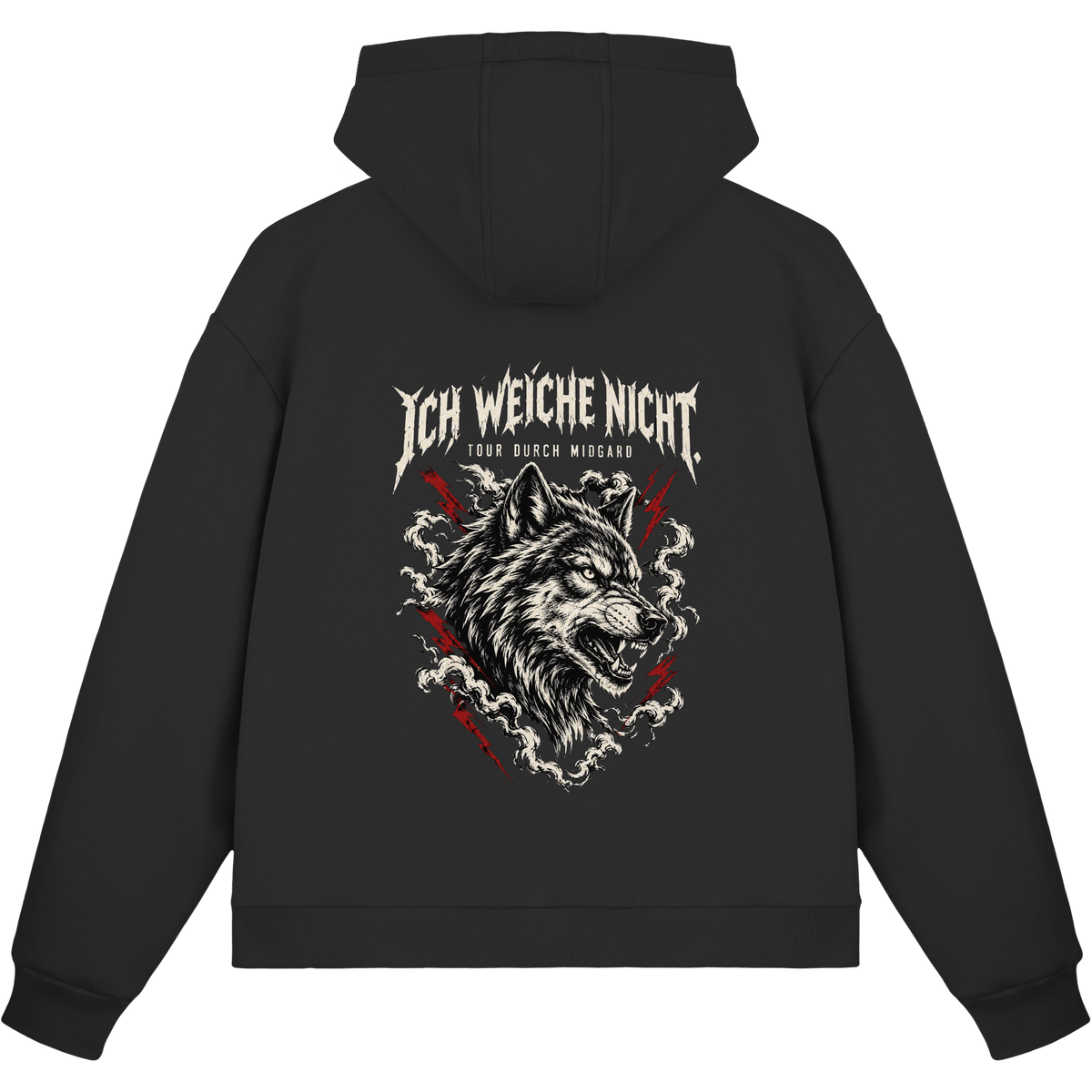 Midgard Wolf Zip Hoodie Herren Schwarz