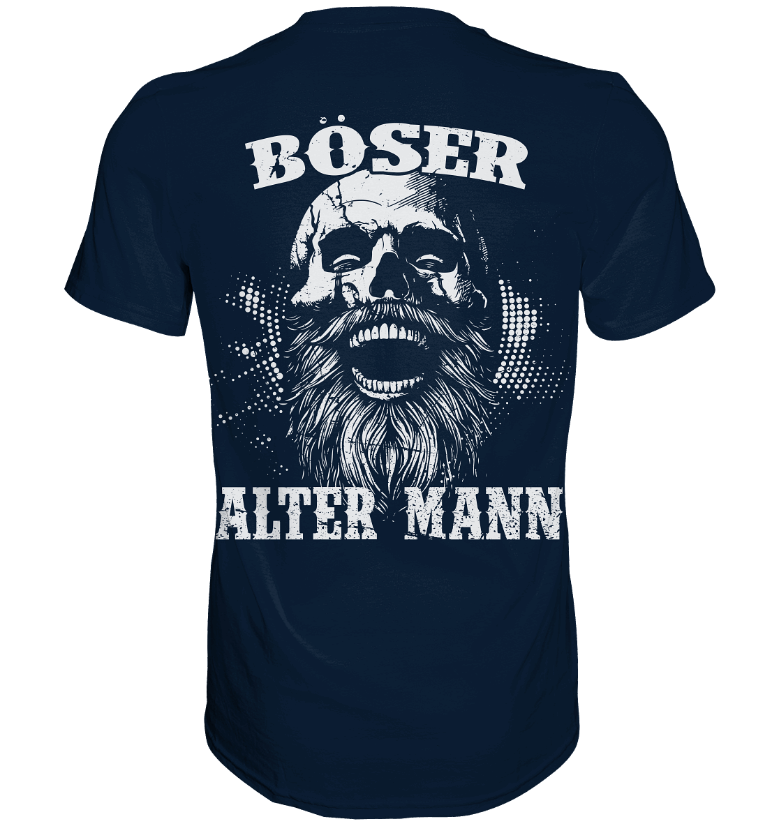 Böser alter Mann Wikinger Shirt: lachender Schädel mit Rauschebart