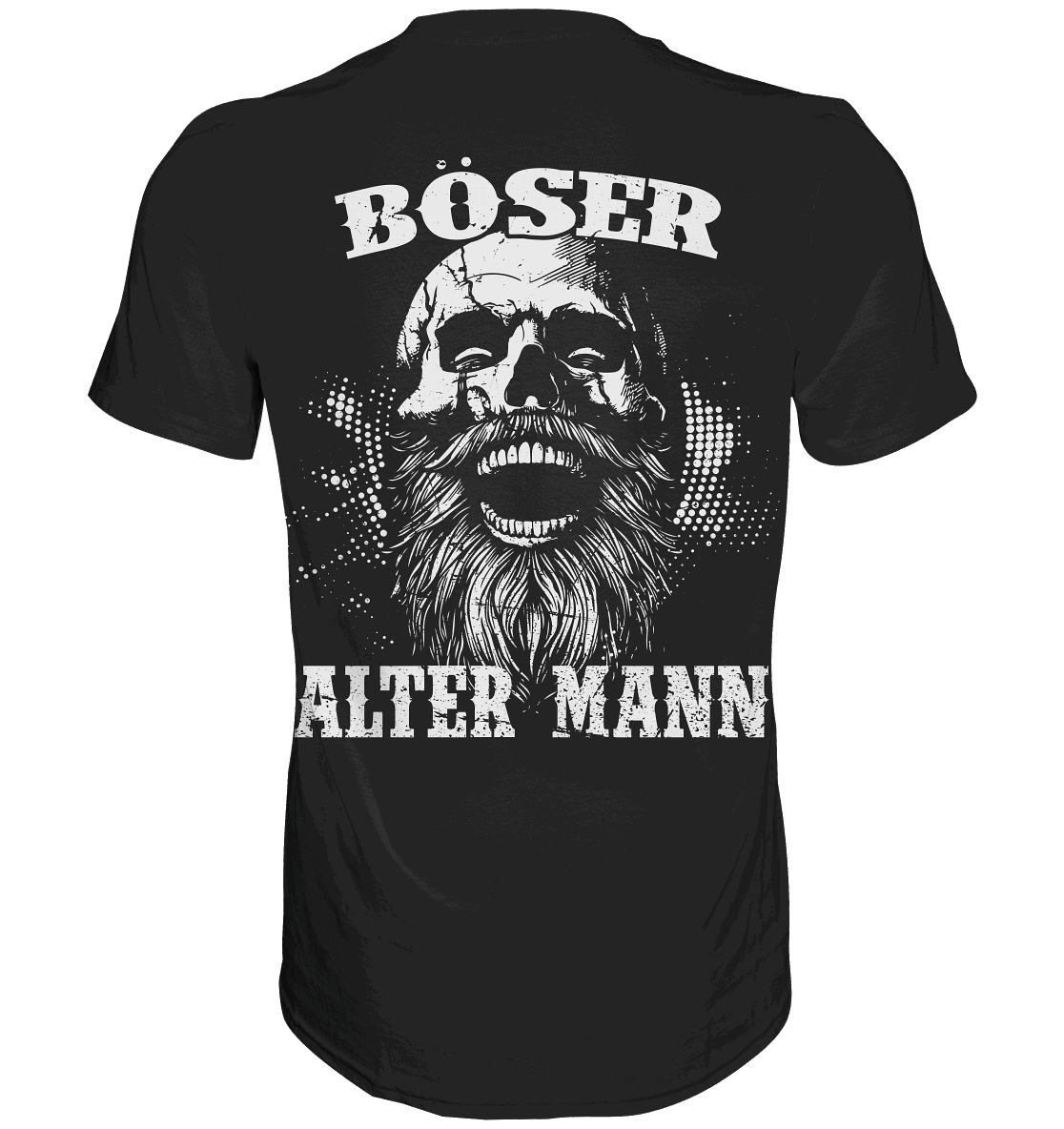 Böser alter Mann Wikinger Shirt: lachender Schädel mit Rauschebart