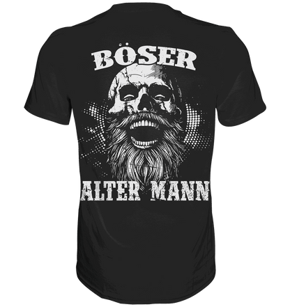 Böser alter Mann Wikinger Shirt: lachender Schädel mit Rauschebart