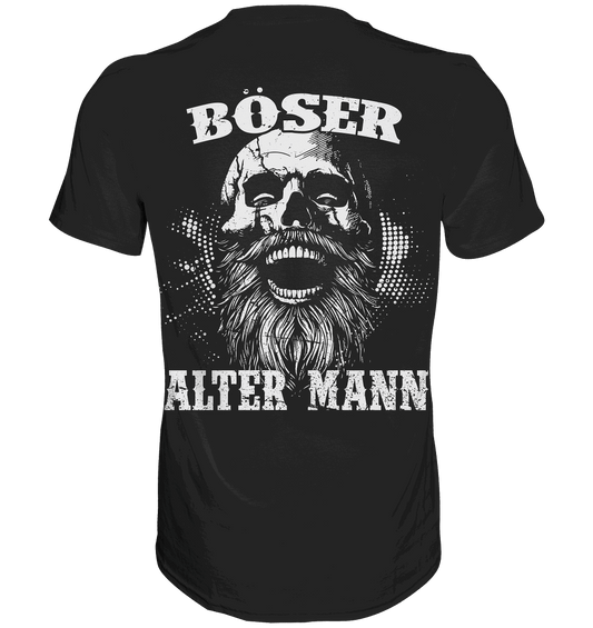 Böser alter Mann Wikinger Shirt: lachender Schädel mit Rauschebart