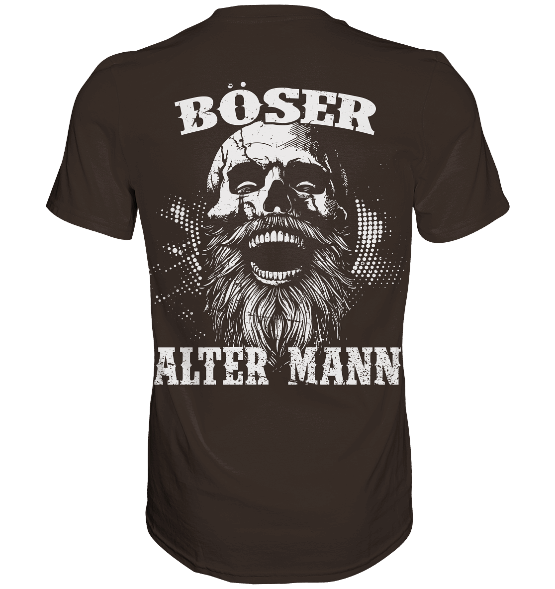 Böser alter Mann Wikinger Shirt: lachender Schädel mit Rauschebart