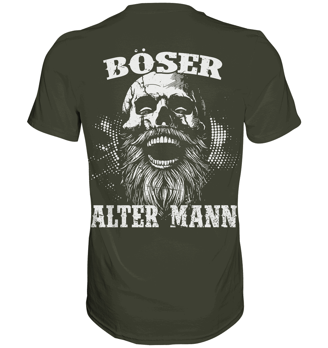Böser alter Mann Wikinger Shirt: lachender Schädel mit Rauschebart