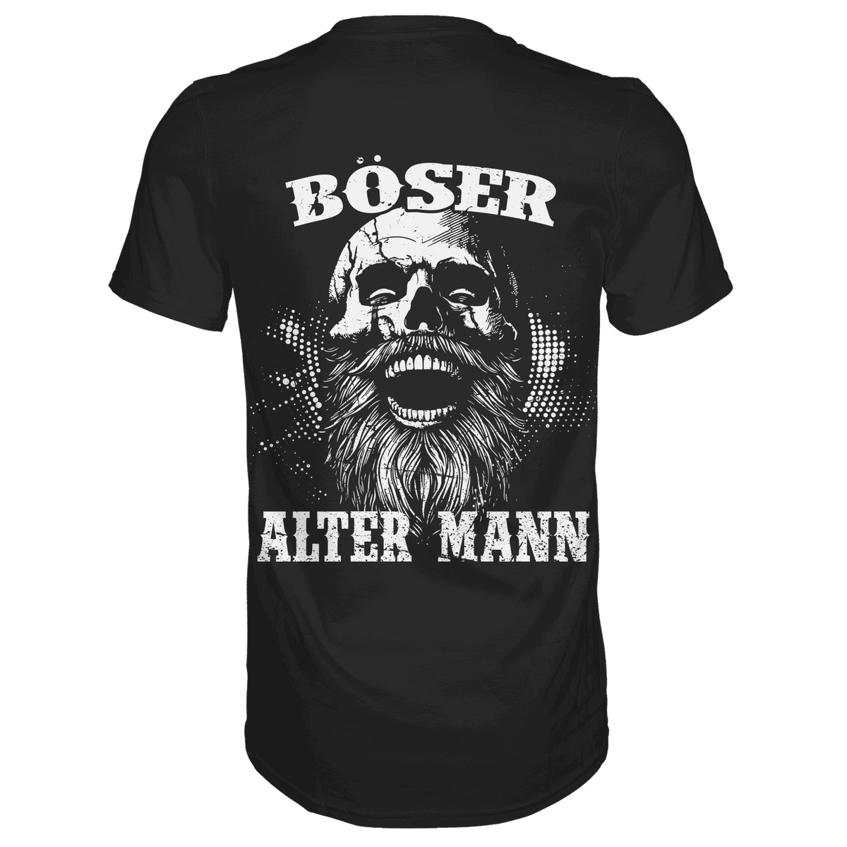 Böser alter Mann Wikinger Shirt: lachender Schädel mit Rauschebart