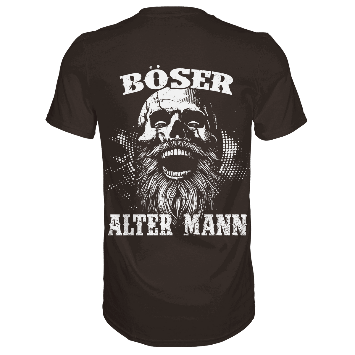 Böser alter Mann Wikinger Shirt: lachender Schädel mit Rauschebart