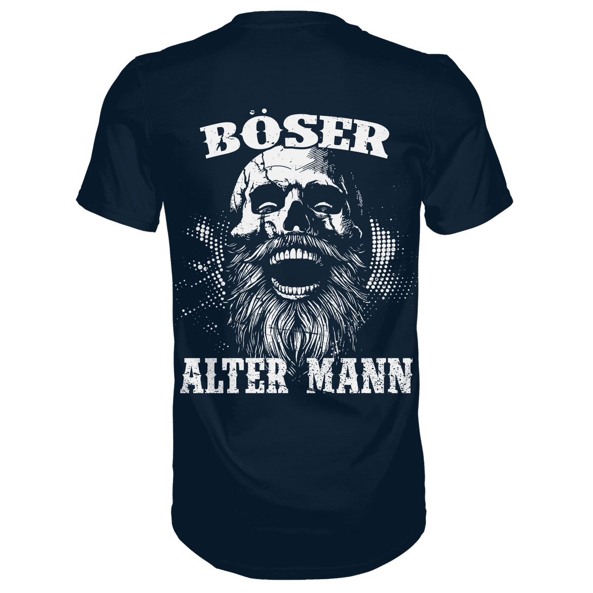 Böser alter Mann Wikinger Shirt: lachender Schädel mit Rauschebart