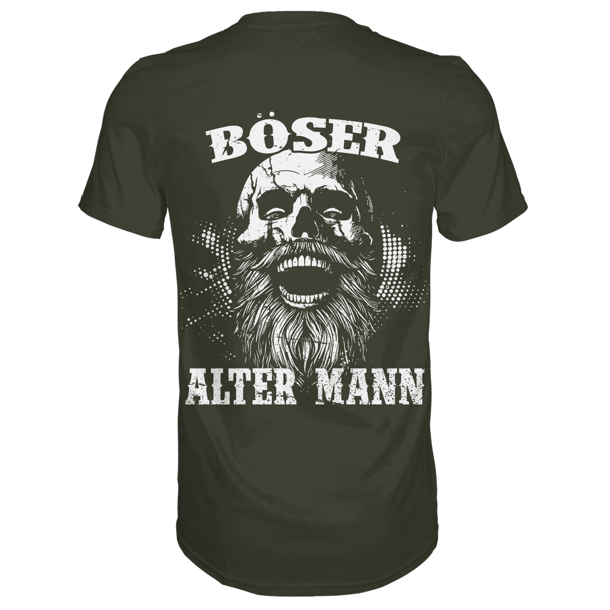 Böser alter Mann Wikinger Shirt: lachender Schädel mit Rauschebart