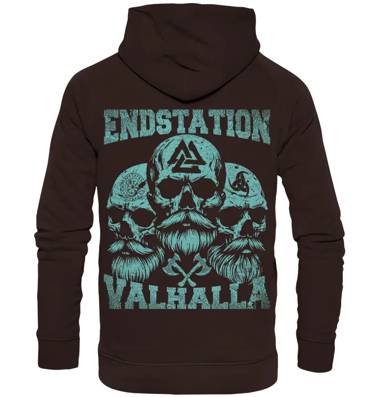Endstation Valhalla - Unisex Hoodie (Backprint) - Hot Chocolate / XS - Hoodies