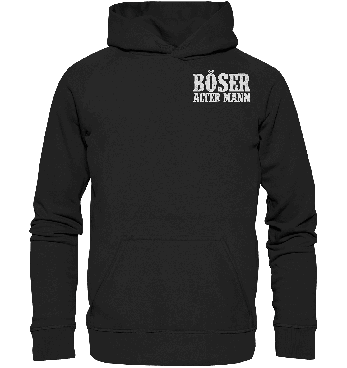 Böser alter Mann Hoodie: lachender Schädel mit Rauschebart auf dem Rücken