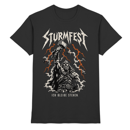 Sturmfest Thorshammer Wikinger T-Shirt Herren Schwarz