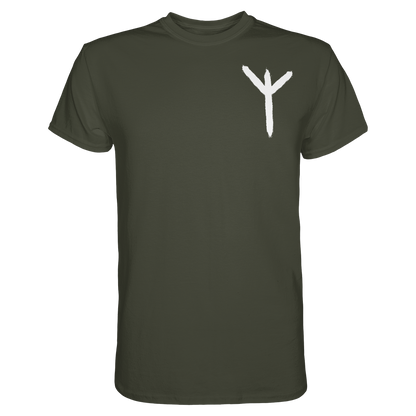 Algiz-Rune-T-Shirt Herren – schwarzes Norse-Schutzsymbol für Wikinger-Fans, Premium-Baumwolle