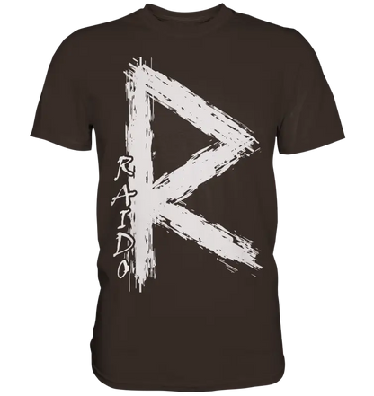 ’Raido Rune’ Wikinger-Premiumshirt – Der Weg des Reisenden - Premium Shirt - Brown / S - Unisex-Shirts