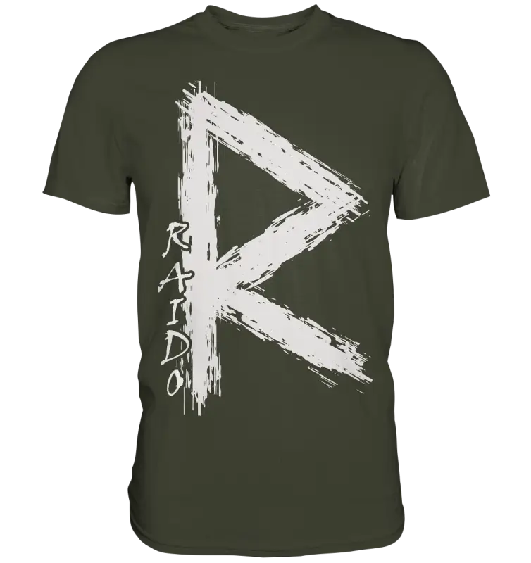 ’Raido Rune’ Wikinger-Premiumshirt – Der Weg des Reisenden - Premium Shirt - Urban Khaki / S - Unisex-Shirts