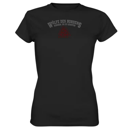 Wölfe des Nordens - Damen Shirt Premium Qualität & Beidseitiger Druck - Black / XS - Lady-Shirts